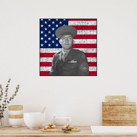John Basilone und The American Flag — Grenze Poster (Küche)