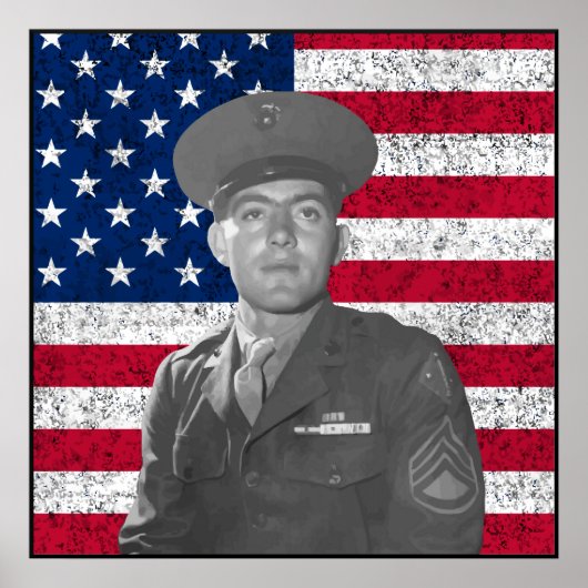 John Basilone und The American Flag — Grenze Poster (Vorne)