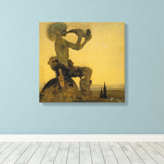 John Bauer bläste am Horn auf Leinwanddruck (Insitu (Holzboden))