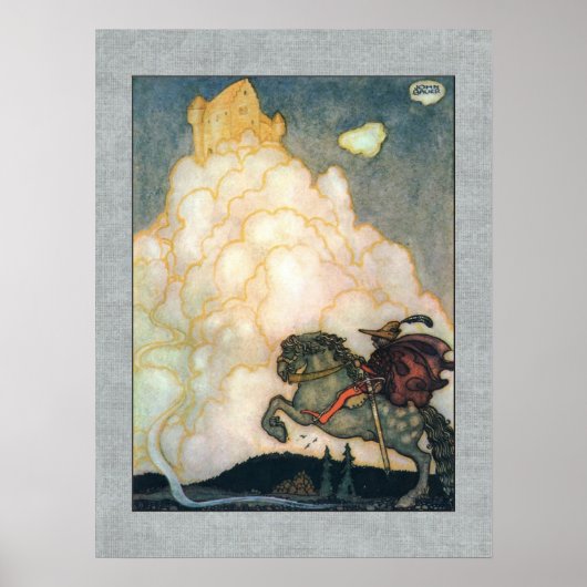 John Bauer Castle Rosy Clouds Poster (Vorne)
