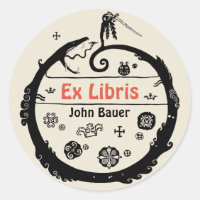 John Bauer Curled Dragon Ex libris CC1032