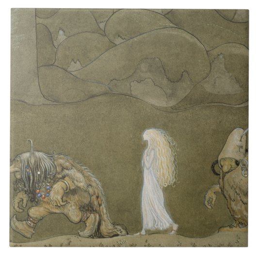 John Bauer - die Prinzessin und die Schleppangeln Fliese (Vorderseite)
