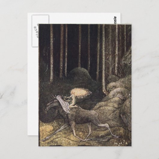 John Bauer - Elk Cotton Postkarte (Vorne/Hinten)