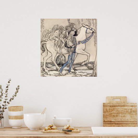 John Bauer - Er führte das Pferd an der Beine Poster (Küche)