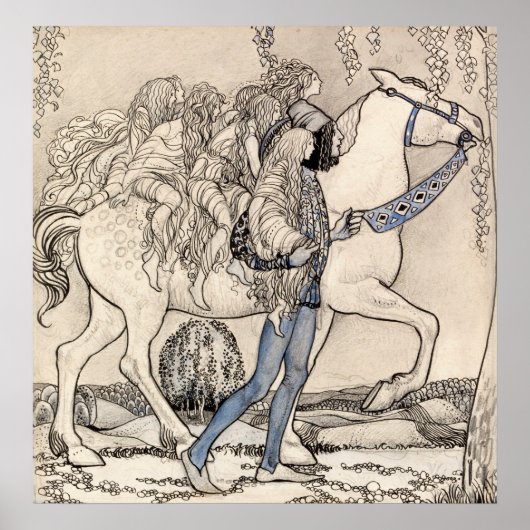 John Bauer - Er führte das Pferd an der Beine Poster (Vorne)