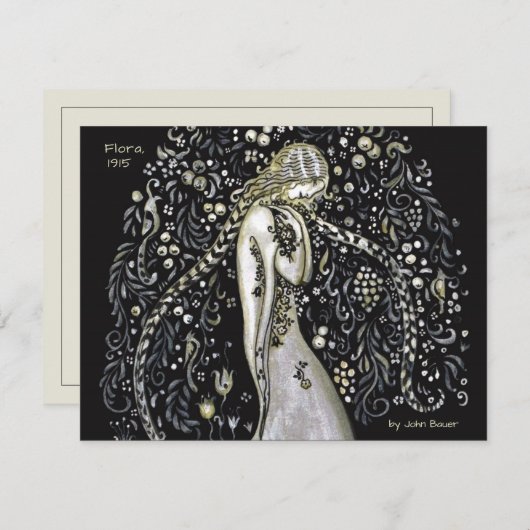 John Bauer Flora CC1148 Jugendstil-Grußkarte (Vorne/Hinten)