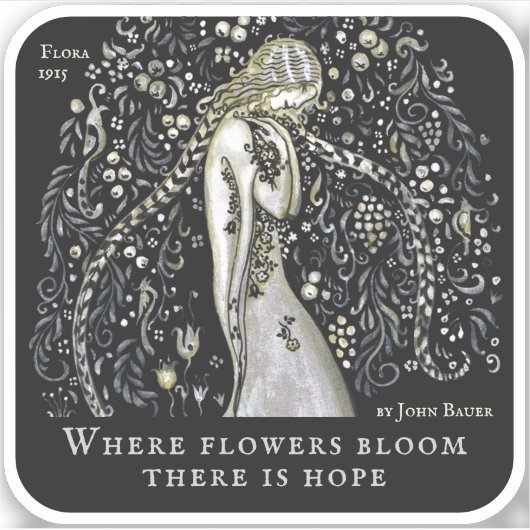 John Bauer Flora goddess Blume Frühjahrserneuerung Aufkleber (Vorderseite)