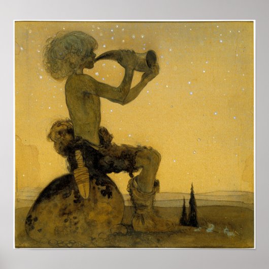 John Bauer He Blew Upon the Horn Poster (Vorne)
