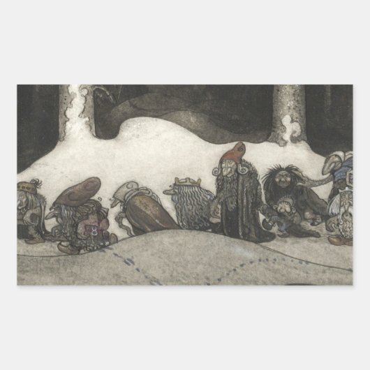 John Bauer - In der Weihnachtsnacht Rechteckiger Aufkleber (Vorderseite)