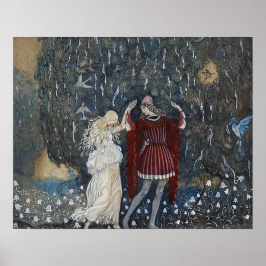 John Bauer - Lena tanzt mit dem Ritter Poster (Vorne)