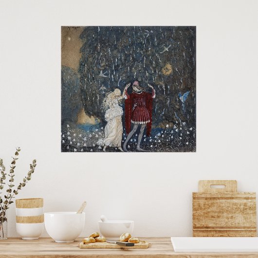 John Bauer - Lena tanzt mit dem Ritter Poster (Küche)