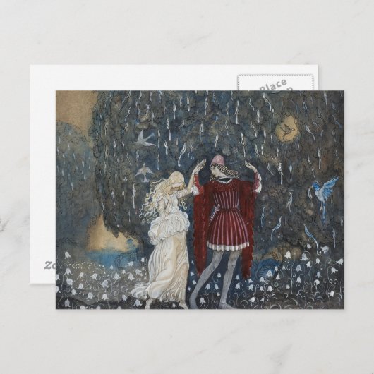 John Bauer - Lena tanzt mit dem Ritter Postkarte (Vorne/Hinten)