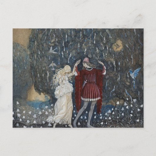 John Bauer - Lena tanzt mit dem Ritter Postkarte (Vorderseite)