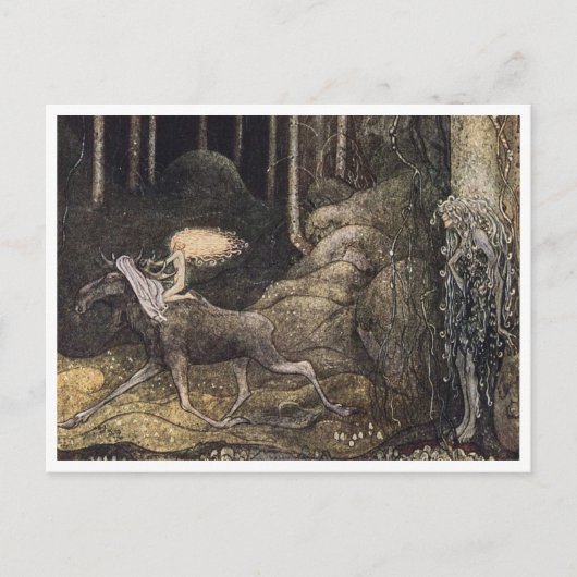 John Bauer Prinzessin und Elch Postkarte (Vorderseite)