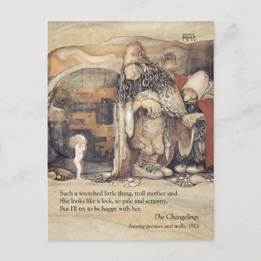 John Bauer Troll Paar Princess baby Changelings Postkarte (Vorderseite)