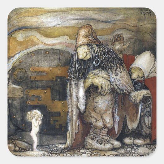 John Bauer Troll Quadratischer Aufkleber (Vorderseite)