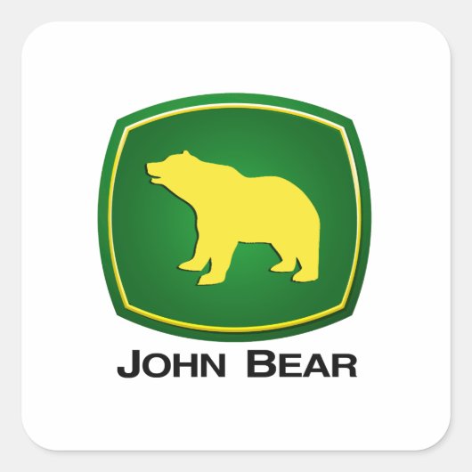John Bear Quadratischer Aufkleber (Vorderseite)