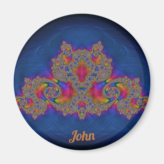 JOHN ~ Blau, Rosa und Gelb~ Atemberaubendes Design Magnet (Vorne)