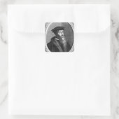 John Calvin Quadratischer Aufkleber (Tasche)