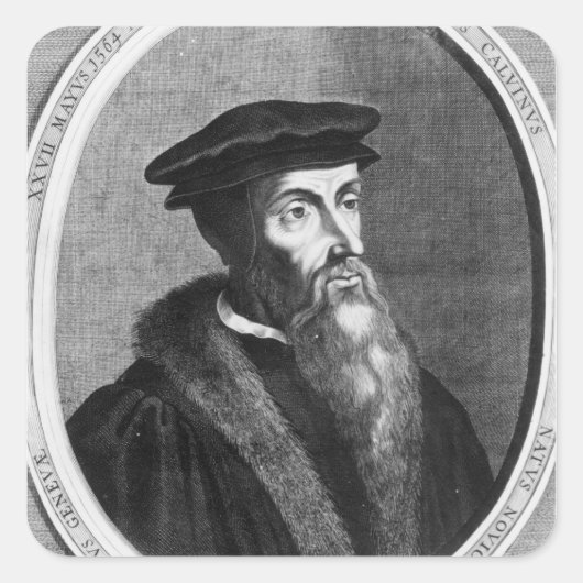 John Calvin Quadratischer Aufkleber (Vorderseite)