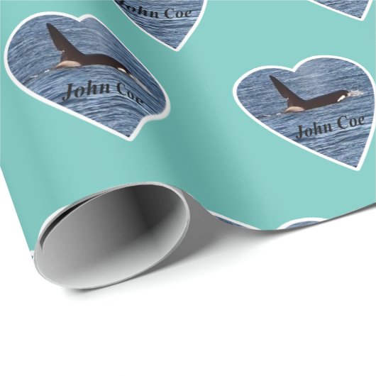 John Coe Orca Killer Whale Aquamarin Geschenkpapier (Rolleneckpunkt)