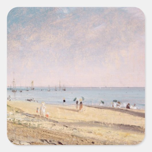 John Constable | Brighton Beach (Öl auf Leinwand) Quadratischer Aufkleber (Vorderseite)