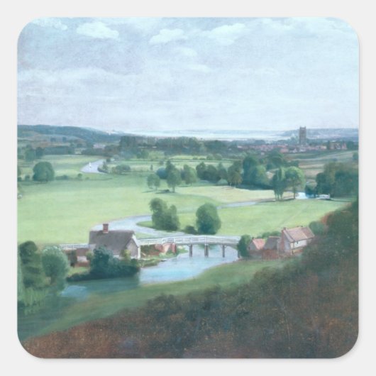 John Constable | das Tal des Stour mit Dedh Quadratischer Aufkleber (Vorderseite)