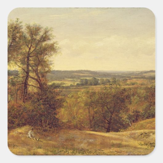 John Constable | Dedham Vale, c.1802 (Öl auf Canva Quadratischer Aufkleber (Vorderseite)