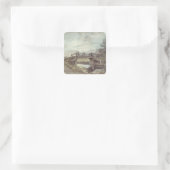 John Constable | Eine Brücke über die Stour Quadratischer Aufkleber (Tasche)