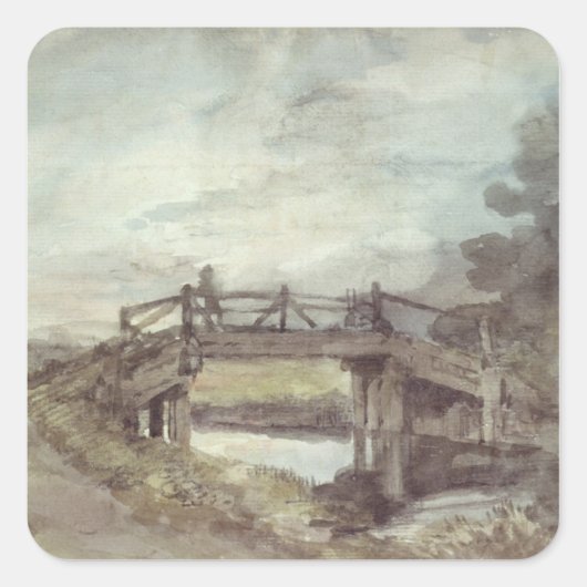 John Constable | Eine Brücke über die Stour Quadratischer Aufkleber (Vorderseite)