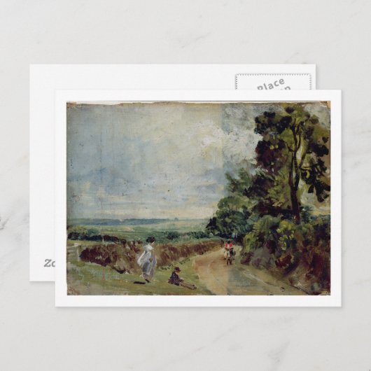 John Constable | Eine Landstraße mit Bäumen und Fe Postkarte (Vorne/Hinten)