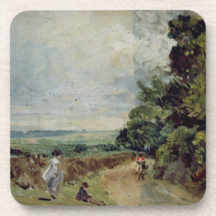 John Constable   eine Landstraße mit Bäumen und Getränkeuntersetzer