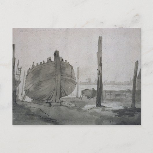 John Constable | Flusslandschaft mit Schiff bei So Postkarte (Vorderseite)