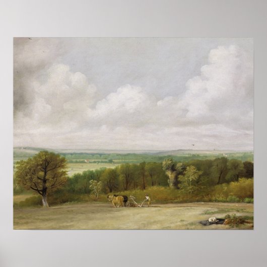 John Constable | Landschaft: Pflügen im Suf Poster (Vorne)