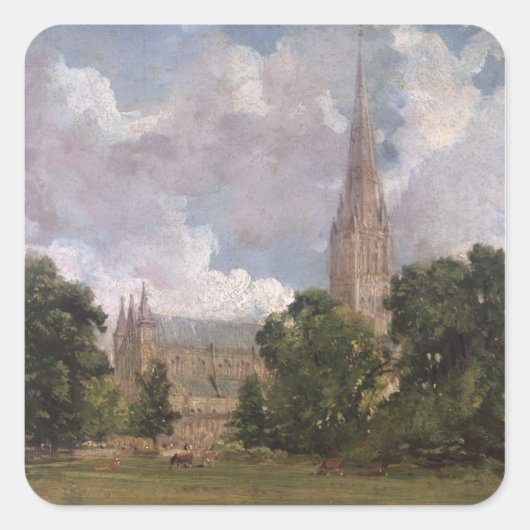 John Constable | Salisbury Kathedrale vom Auslauf Quadratischer Aufkleber (Vorderseite)