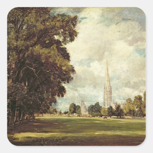 John Constable | Salisbury Kathedrale von Lower Ma Quadratischer Aufkleber (Vorderseite)