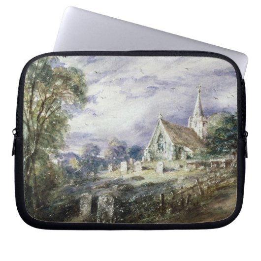 John Constable | schüren Poges Kirche Laptopschutzhülle (Vorderseite)
