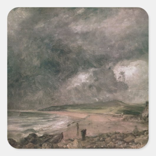 John Constable | Weymouth Bay mit näherem Sto Quadratischer Aufkleber (Vorderseite)