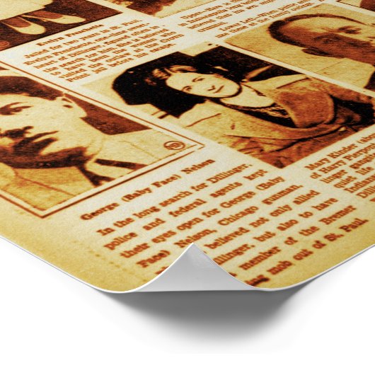 John Dillinger Trail of Crime Public Enemy #1 Poster (Ecke)