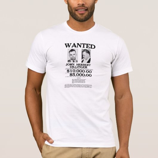 John Dillinger wollte Plakat T-Shirt (Vorderseite)