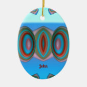 JOHN ~ EASTER EGG ~ FRAKTAL Blue Red Pink ~ Keramik Ornament (Vorne)