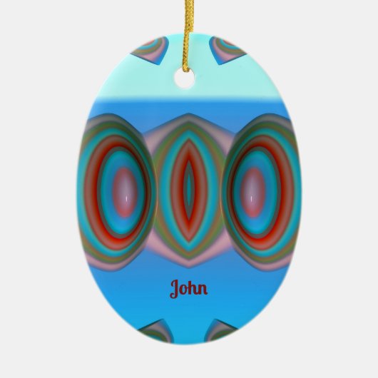JOHN ~ EASTER EGG ~ FRAKTAL Blue Red Pink ~ Keramik Ornament (Vorne)