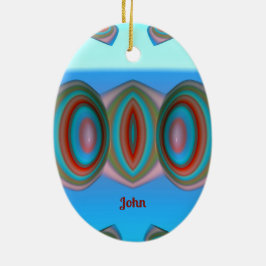 JOHN ~ EASTER EGG ~ FRAKTAL Blue Red Pink ~ Keramik Ornament