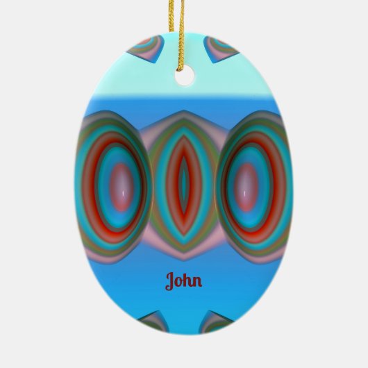 JOHN ~ EASTER EGG ~ FRAKTAL Blue Red Pink ~ Keramik Ornament (Hinten)