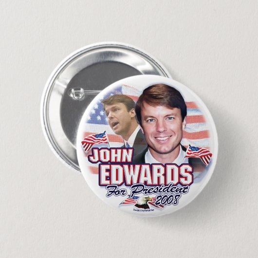 John Edwards für Präsidenten 2008 Knopf Button (Vorne & Hinten)