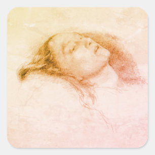 John Everett Millais - Ophelia (Studienentwurf) Quadratischer Aufkleber
