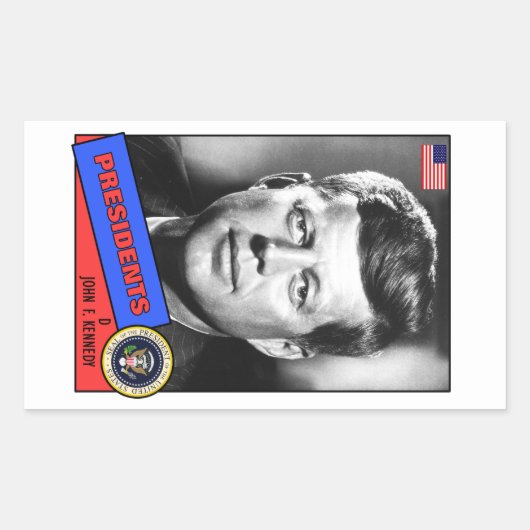 John F. Kennedy Baseball Card Rechteckiger Aufkleber (Vorderseite)