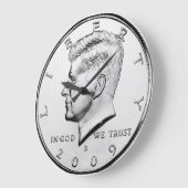 John F. Kennedy Half-Dollar Große Wanduhr (Winkel)