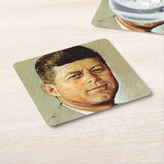 John F. Kennedy IN MEMORIAM 2 Rechteckiger Pappuntersetzer (angewinkelt)