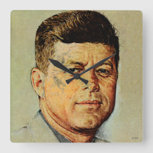 John F. Kennedy IN MEMORIAM Quadratische Wanduhr